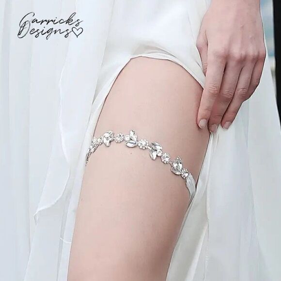 Carrick's Designs Accessories - Dainty Rhinestone Wedding Garter Belt For The Bride